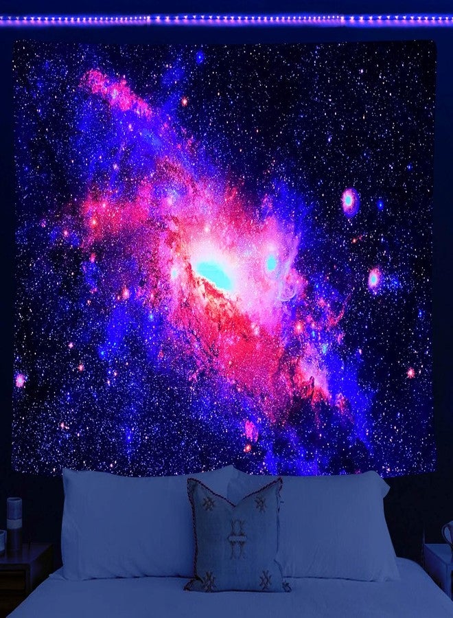 PSYHILAR Black Light Posters for Adults, Galaxy Blacklight Tapestry Trippy Space Wall Star Purple UV Reactive Tapestry for Bedroom (59 x 51 Inches) - Image 3